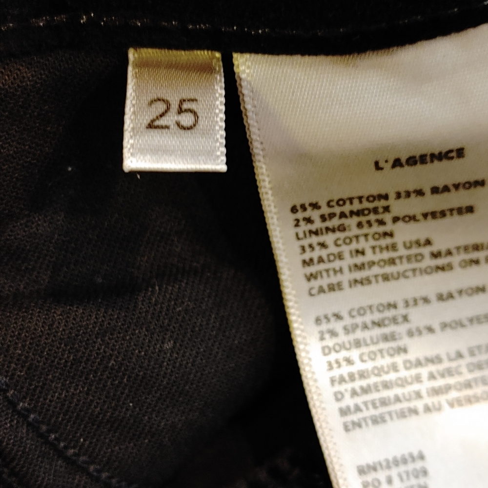 L'AGENCE Marguerite Velvet High Rise Skinny Pants, Noir (Black) 25 - Picture 11 of 13